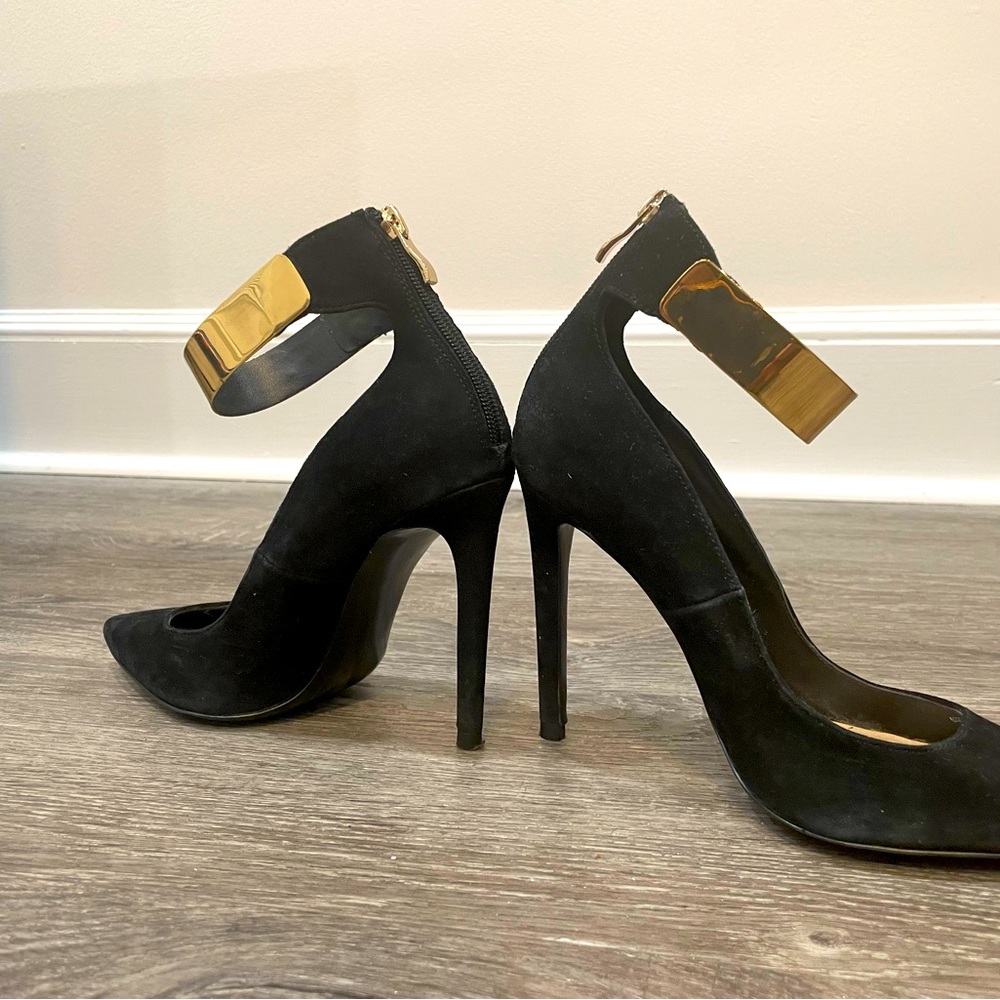 Black Suede Zara Basics Heels - Picture 3 of 5